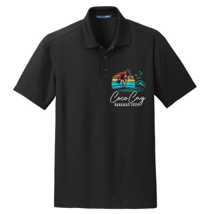 Coco Cay Bahamas 2024 Retro Summer Vacation Matching Group Dry Zone Grid Polo