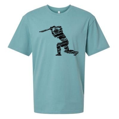 Cricketer Cricketing Bat And Ball Sport Retro Cricket Player Sueded Cloud Jersey T-Shirt