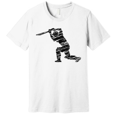 Cricketer Cricketing Bat And Ball Sport Retro Cricket Player Premium T-Shirt