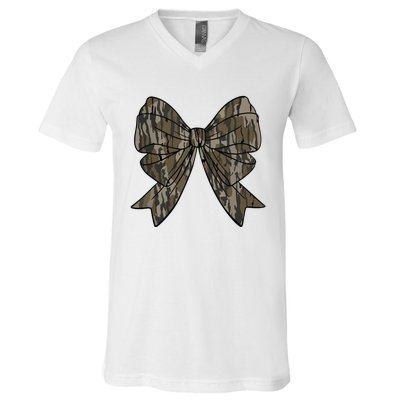 Camo Coquette Bow Duck Hunt Duck Hunting Women V-Neck T-Shirt