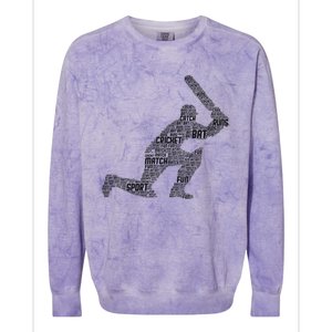 Cricketer Cricketing Bat And Ball Sport Retro Cricket Player Colorblast Crewneck Sweatshirt