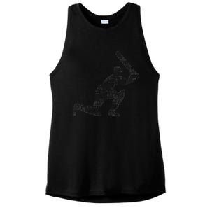 Cricketer Cricketing Bat And Ball Sport Retro Cricket Player Ladies PosiCharge Tri-Blend Wicking Tank