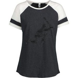 Cricketer Cricketing Bat And Ball Sport Retro Cricket Player Enza Ladies Jersey Colorblock Tee