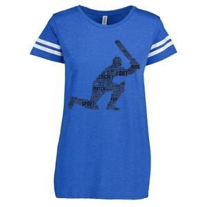 Cricketer Cricketing Bat And Ball Sport Retro Cricket Player Enza Ladies Jersey Football T-Shirt