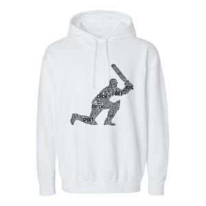 Cricketer Cricketing Bat And Ball Sport Retro Cricket Player Garment-Dyed Fleece Hoodie