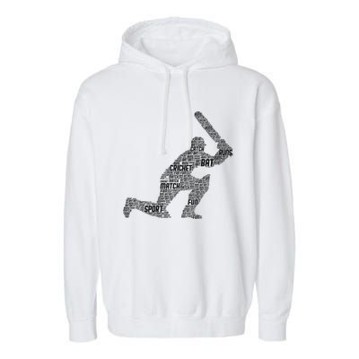 Cricketer Cricketing Bat And Ball Sport Retro Cricket Player Garment-Dyed Fleece Hoodie