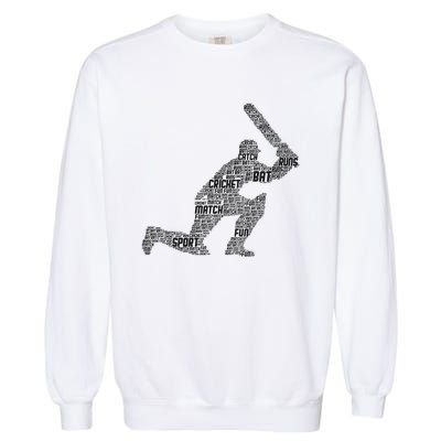 Cricketer Cricketing Bat And Ball Sport Retro Cricket Player Garment-Dyed Sweatshirt