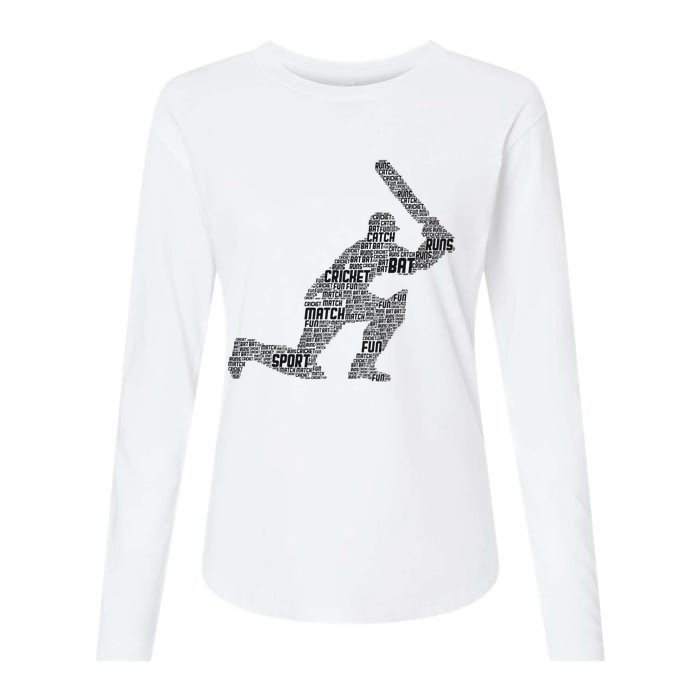 Cricketer Cricketing Bat And Ball Sport Retro Cricket Player Womens Cotton Relaxed Long Sleeve T-Shirt