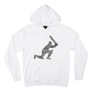 Cricketer Cricketing Bat And Ball Sport Retro Cricket Player Hoodie