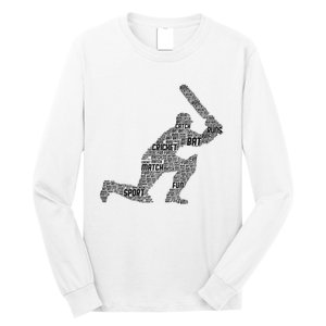 Cricketer Cricketing Bat And Ball Sport Retro Cricket Player Long Sleeve Shirt