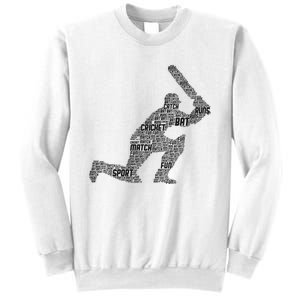 Cricketer Cricketing Bat And Ball Sport Retro Cricket Player Sweatshirt