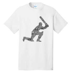 Cricketer Cricketing Bat And Ball Sport Retro Cricket Player Tall T-Shirt