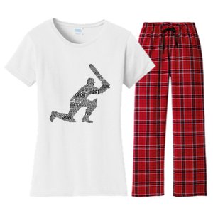 Cricketer Cricketing Bat And Ball Sport Retro Cricket Player Women's Flannel Pajama Set