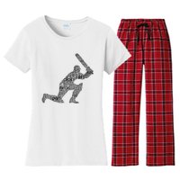 Cricketer Cricketing Bat And Ball Sport Retro Cricket Player Women's Flannel Pajama Set