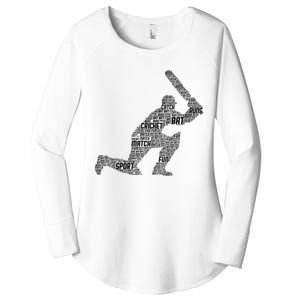 Cricketer Cricketing Bat And Ball Sport Retro Cricket Player Women's Perfect Tri Tunic Long Sleeve Shirt