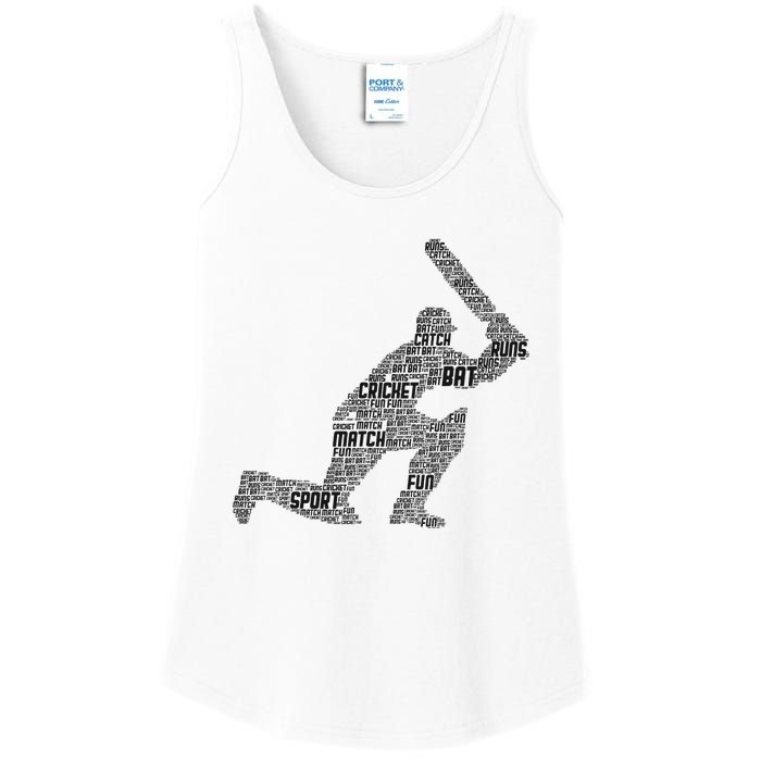 Cricketer Cricketing Bat And Ball Sport Retro Cricket Player Ladies Essential Tank