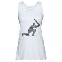 Cricketer Cricketing Bat And Ball Sport Retro Cricket Player Ladies Essential Flowy Tank