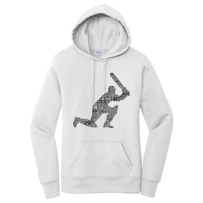 Cricketer Cricketing Bat And Ball Sport Retro Cricket Player Women's Pullover Hoodie