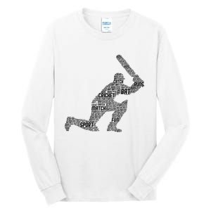 Cricketer Cricketing Bat And Ball Sport Retro Cricket Player Tall Long Sleeve T-Shirt