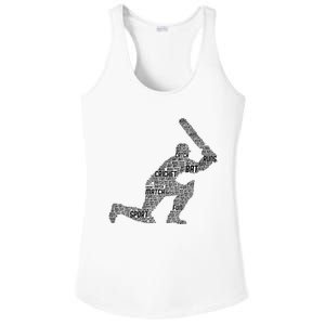 Cricketer Cricketing Bat And Ball Sport Retro Cricket Player Ladies PosiCharge Competitor Racerback Tank