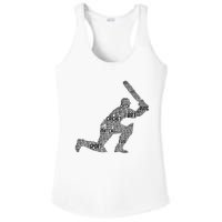 Cricketer Cricketing Bat And Ball Sport Retro Cricket Player Ladies PosiCharge Competitor Racerback Tank