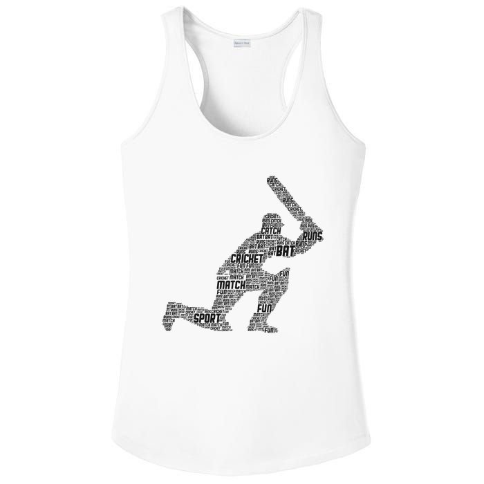 Cricketer Cricketing Bat And Ball Sport Retro Cricket Player Ladies PosiCharge Competitor Racerback Tank