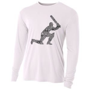 Cricketer Cricketing Bat And Ball Sport Retro Cricket Player Cooling Performance Long Sleeve Crew