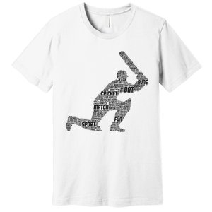 Cricketer Cricketing Bat And Ball Sport Retro Cricket Player Premium T-Shirt