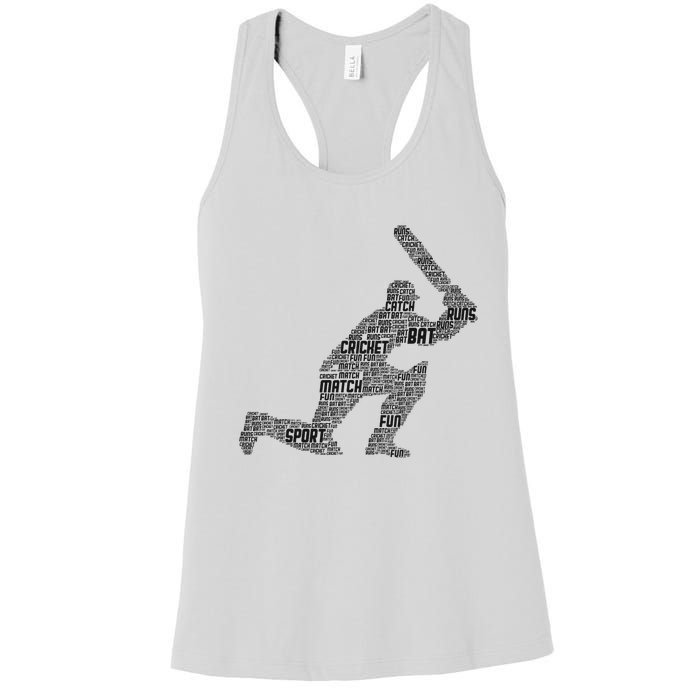 Cricketer Cricketing Bat And Ball Sport Retro Cricket Player Women's Racerback Tank