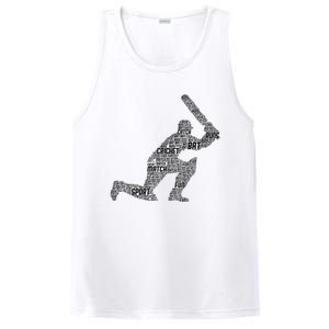 Cricketer Cricketing Bat And Ball Sport Retro Cricket Player PosiCharge Competitor Tank