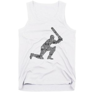 Cricketer Cricketing Bat And Ball Sport Retro Cricket Player Tank Top