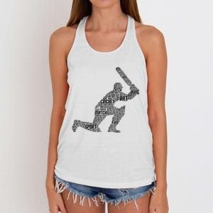 Cricketer Cricketing Bat And Ball Sport Retro Cricket Player Women's Knotted Racerback Tank