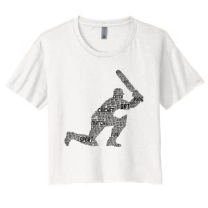 Cricketer Cricketing Bat And Ball Sport Retro Cricket Player Women's Crop Top Tee