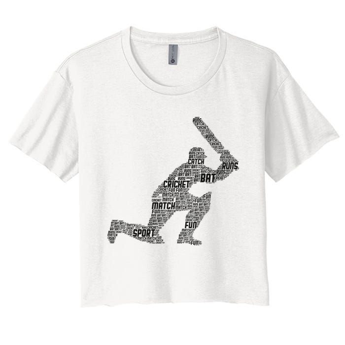 Cricketer Cricketing Bat And Ball Sport Retro Cricket Player Women's Crop Top Tee