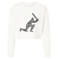 Cricketer Cricketing Bat And Ball Sport Retro Cricket Player Cropped Pullover Crew