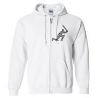 Cricketer Cricketing Bat And Ball Sport Retro Cricket Player Full Zip Hoodie