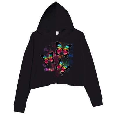 Colorful Cute Butterfly Gift Butterflies Gift Crop Fleece Hoodie