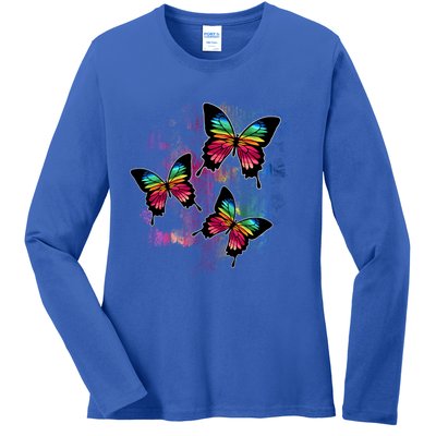 Colorful Cute Butterfly Gift Butterflies Gift Ladies Long Sleeve Shirt