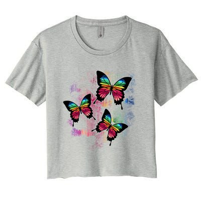 Colorful Cute Butterfly Gift Butterflies Gift Women's Crop Top Tee