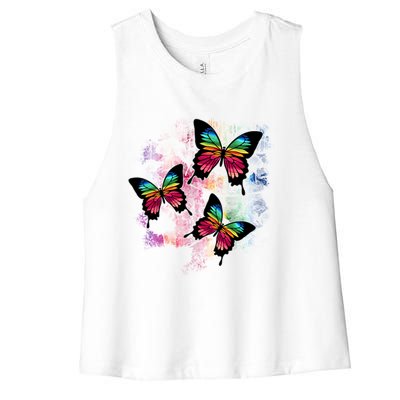 Colorful Cute Butterfly Gift Butterflies Gift Women's Racerback Cropped Tank