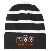 Cute Chemistry Boo The Element Of Surprise Chemist Halloween Striped Beanie with Solid Band