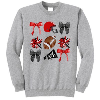 Cheer Coquette Bow American Football Autumn Thanksgiving Tall Sweatshirt