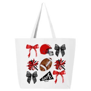 Cheer Coquette Bow American Football Autumn Thanksgiving 25L Jumbo Tote