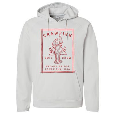 Crawfish Crew Breaux Bridge Retro Cajun Seafood Performance Fleece Hoodie