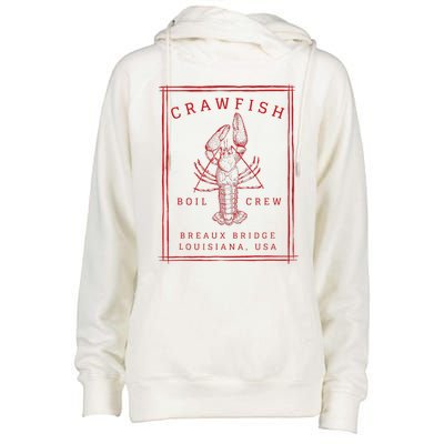 Crawfish Crew Breaux Bridge Retro Cajun Seafood Womens Funnel Neck Pullover Hood