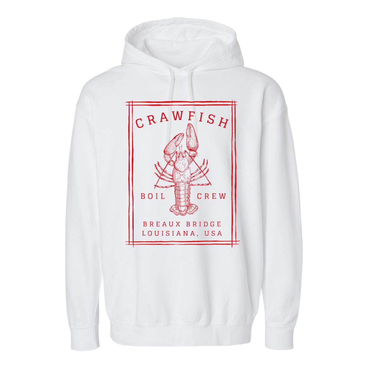 Crawfish Crew Breaux Bridge Retro Cajun Seafood Garment-Dyed Fleece Hoodie