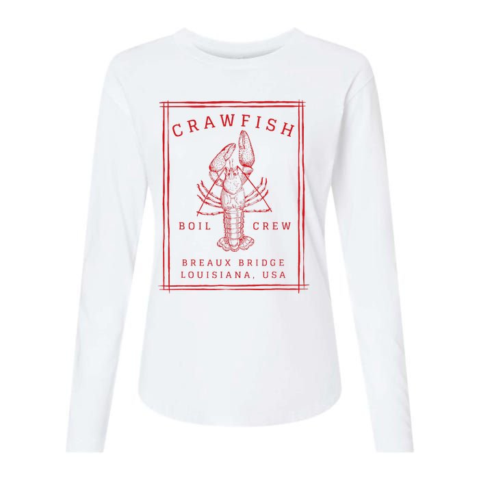 Crawfish Crew Breaux Bridge Retro Cajun Seafood Womens Cotton Relaxed Long Sleeve T-Shirt