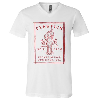 Crawfish Crew Breaux Bridge Retro Cajun Seafood V-Neck T-Shirt