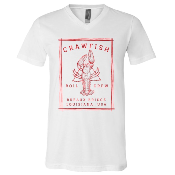 Crawfish Crew Breaux Bridge Retro Cajun Seafood V-Neck T-Shirt