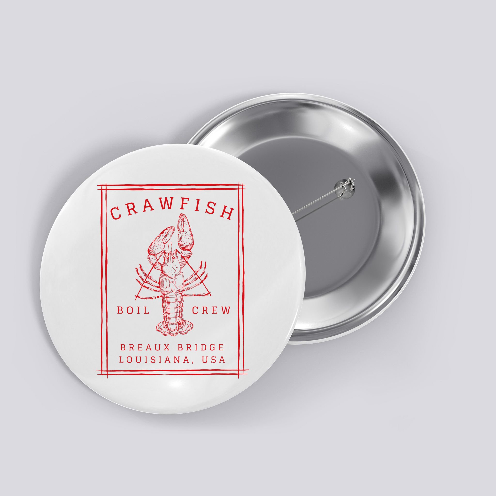 Crawfish Crew Breaux Bridge Retro Cajun Seafood Button